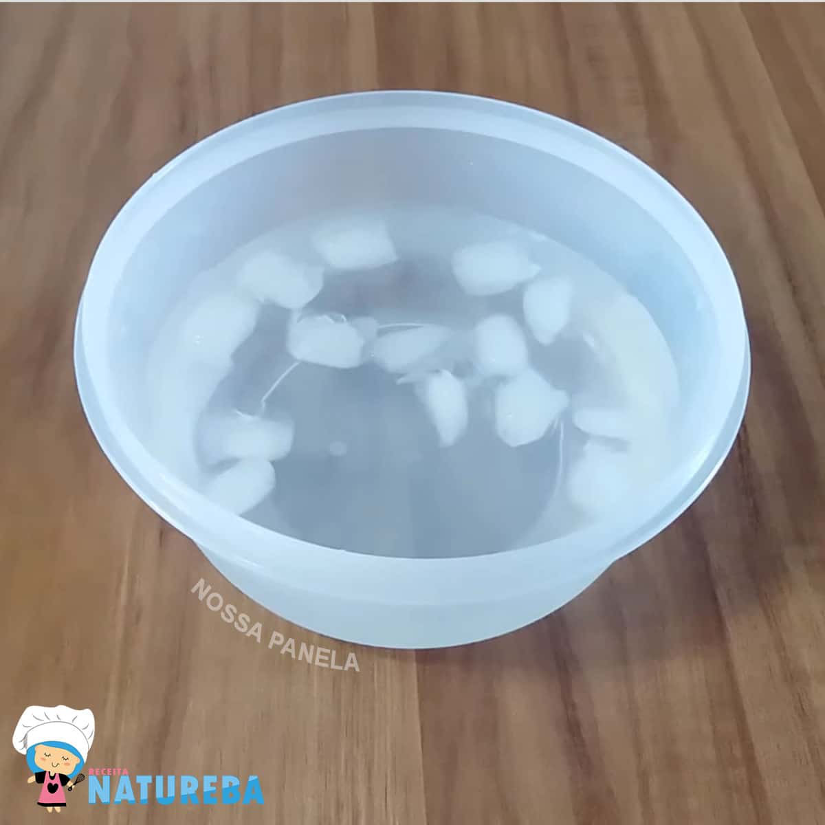 recipiente com agua e gelo
