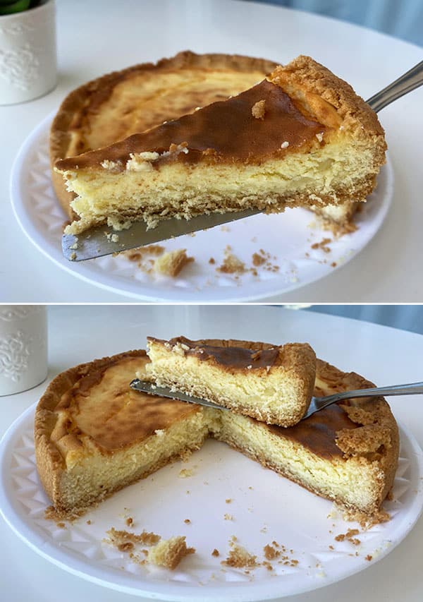 torta de ricota fatiada